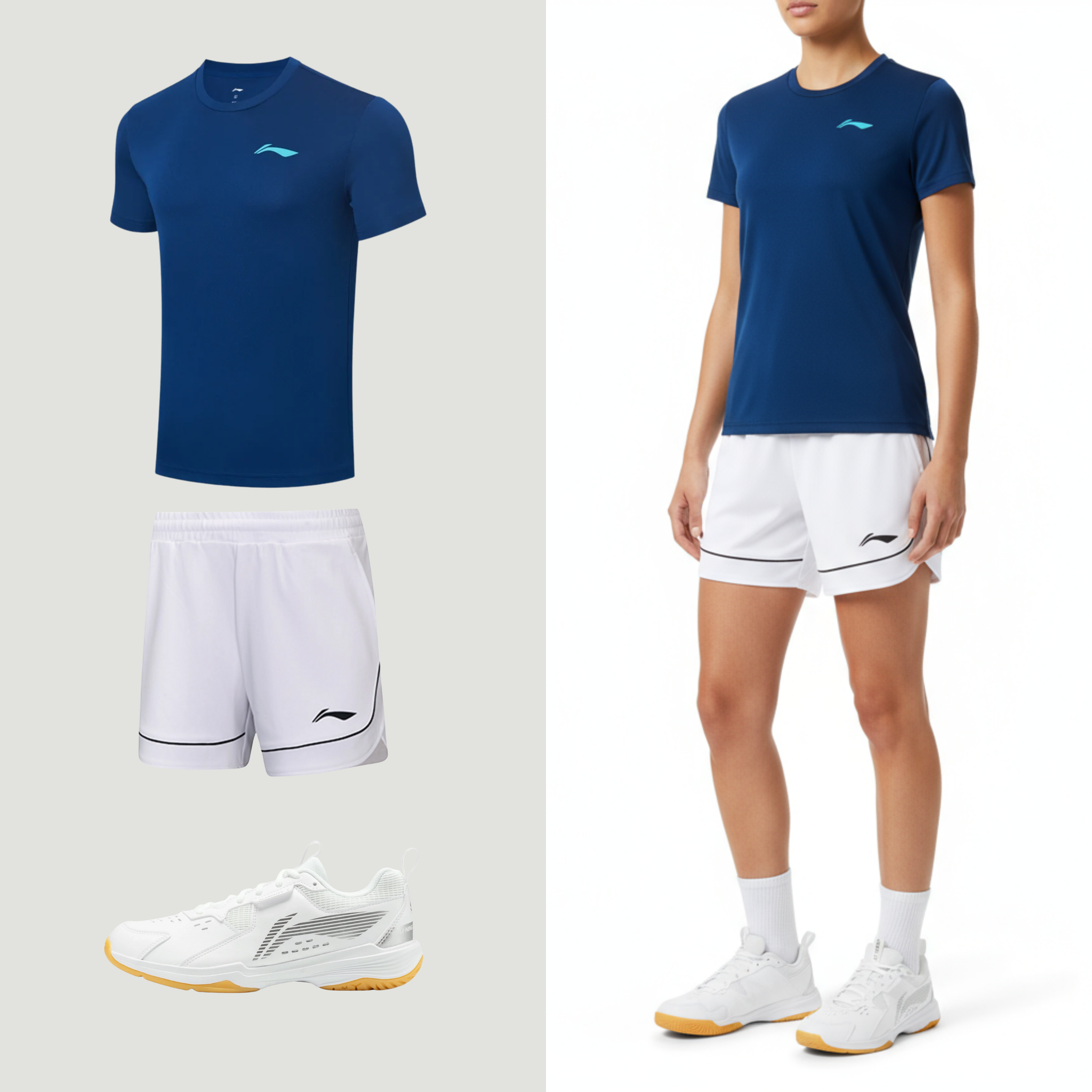 Li-Ning Enkelrandig Vit Dam